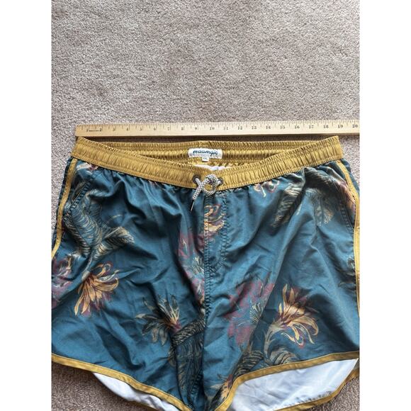Maamgic XXL Swim Trunks Green Floral Stretch Mesh Lined Elastic Waist Pull-On - Picture 8 of 8